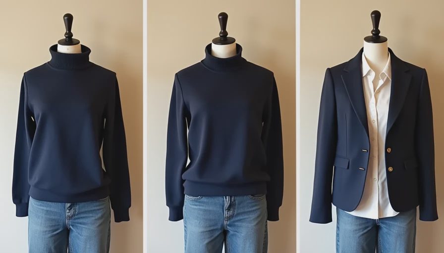 Vintage rollneck sweater styled in multiple capsule wardrobe outfits