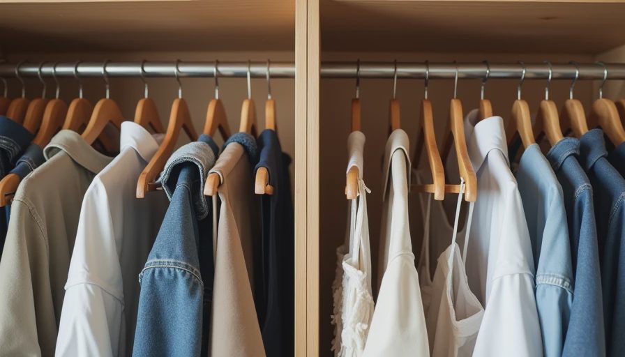 Before and after closet edit showing the power of letting go