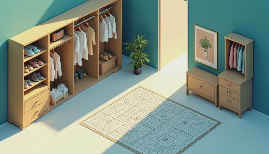 Illustration for walk in closet design